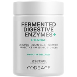 Codeage Codeage Fermented Digestive Enzymes Supplement 3-Month Supply - 14 Digestive Enzymes, Probiotics, Prebiotics, Fermented Botanicals, Plant-Based Multi Pancreatic Enzymes - 1 Capsule a Day - 90 Capsules