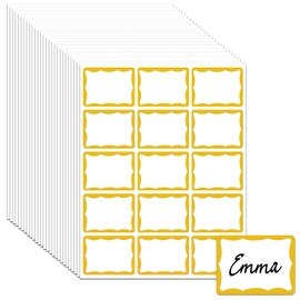405 Pcs Gold Name Tag Stickers, 2"x 3" Adhesive Sticky Name Tags Sticker Name Badges Labels for School, Classroom, Reunion, Office, Home, Party