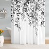 BIVINAR Black and White Eucalyptus Leaves Shower Curtain, Watercolor Plant