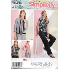 Simplicity Pattern S0434/1202 ~ Misses'/Miss Petite Top, Skirt, Pants and Unlined Jacket, Size U5 (16-24)