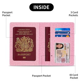 RFID Blocking Passport Holder Cover & Travel Wallet - PU Leather Organiser for Credit Cards, Boarding Pass and ID Cards | Travel Accessories for Men&Women (Pink)
