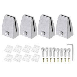 PATIKIL 1.7x1.3x2.4" Desk Divider Support Clamp, 4 Pcs Aluminum Desk Shield Clamp Desk Divider Partition Clamp Sneeze Guard Clamp Bracket for Office Home Desk, Silver