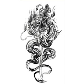 XQB136 138 Temporary Dragon Tattoo Arm Tattoos 2 Sheets
