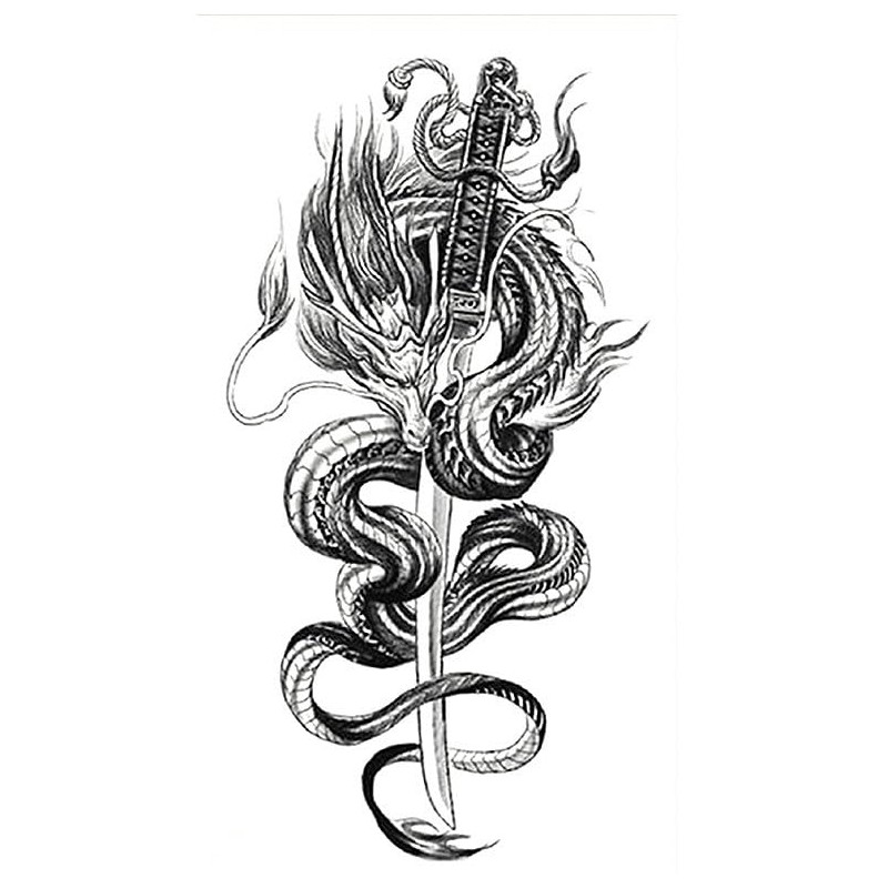 XQB136 138 Temporary Dragon Tattoo Arm Tattoos 2 Sheets