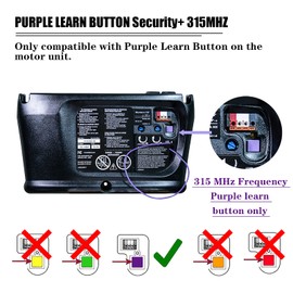 LAWOHO 315MHz Purple Learn Button Garage Door Remote Control Keychain Compatible with Sears Craftsman 139.53753 - LiftMaster 370LM 371LM 372LM 373LM - Chamberlain 950D 953D 956D (4 Pack)