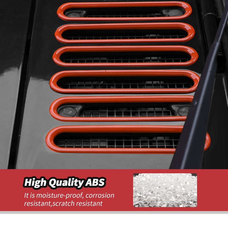 JeCar 10pcs Orange Windshield Wiper Covers Trim Kit for 2007-2018