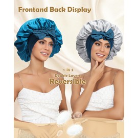 HAIMEIKANG Double-Sided 100% Mulberry Silk Bonnet & Shower Cap for Women - Premium Silk Sleep Cap for Hair Care - Comfortable & Stylish for Everyday Use and Travel