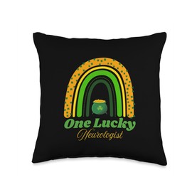 Lucky Neurologist St. Patrick's Day Irish Ireland Shamrock Throw Pillow