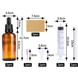 Pipette Glas Pipettenflasche 2 Stk 50ml Apothekerflasche Set- Kleine Braunglas Liquid Flaschen mit pipette Tropfflaschen Glasflaschen mit Schwarzer Pipettenkappe Inklusive 5 Stk Hilfszubehör