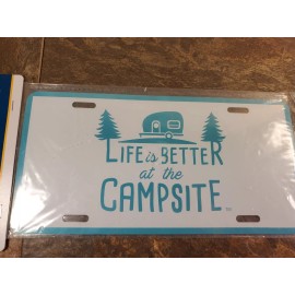 CAMCO New Sealed - "Life is Better at the Campsite" Aluminum License Plate - Brand New