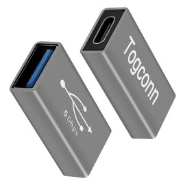 Togconn USB C to USB 3.0 Adapter (2 Pack),USB Type-C (Female) to USB A (Female) Coupler Convert,Bi-Directional High Speed USB Extension Connector Support Charge & Data Sync