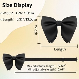 LHXzizizi Oversized Bow Ties for Men, Adjustable Pre Tied Mens Bow Tie, Tuxedo Bowties Men for Wedding Party Graduation Proms (Black)