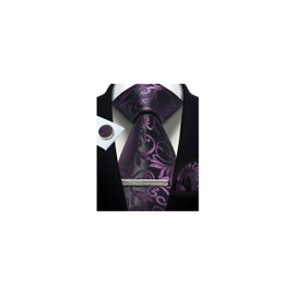 CWKOON Paisley Purple Mens Tie Formal Necktie Pocket Squares Ties Clips Cufflinks Classic for Men Set