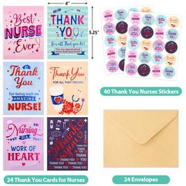 Fancy Land 24 Pack Thank You Card for Nurses Embossed Healthcare Workers Medical Appreciation Cards Blank Inside Nurses Week Graduation Thank You Notes