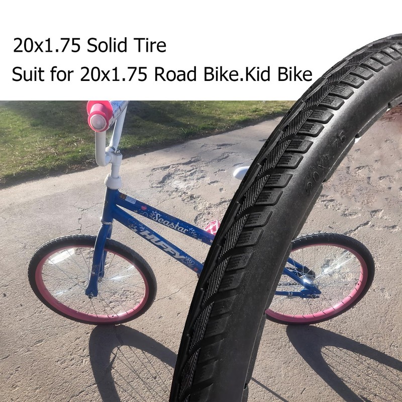 20x1.75 Solid Bike Tire for Boys and Girls Bikes, 20inch