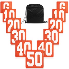 Set of 11 Football Yard Markers High Visibility Football Field Yard Line Markers Orange Football Down Marker Yardage Field Line Marker 12 Inch Football Markers with Carrying Bag for Sporting Training