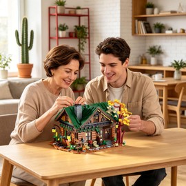MORKBRIXX Wood Cabin Building Set with Lights,1004 Forest Tree House Building Block Toy with Animal Flower Plant,Home Decor Wooden House Construction Model Kit for Adults Gifts(2234 PCS)
