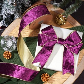 LaRibbons Purple Velvet Wired Ribbon, Luxury Christmas Ribbon for Gift Wrapping, Tree, Wreath Bows, Outdoor and Holiday Decor – 4 Inch x 10 Yards