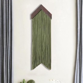 Ansley&HosHo Macrame Wall Hanging, Boho Woven Tapestry, Modern Tassel Wall Decor, Handmade Wall Art Tapestry for Bedroom, Living Room, Home, Bohemian Apartment Decoration Ornament Craft (Green Arrow)
