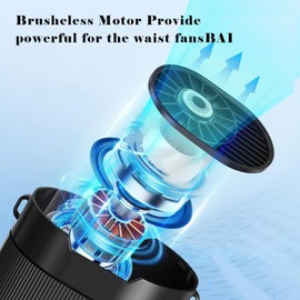 AI Portable Waist Fan,Rechargeable Fan with 4-Speed 6600RPM Strong Airflow,Personal Waist Fan with up to 25H of Working Time,Hands-Free/Belt/ Neck Fan,Wearable Belt Fan for Camping,Work,Outdoor,Travel