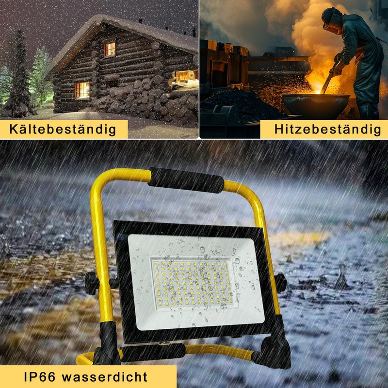 MOLVCE LED Construction Spotlight, Work Light, 50 W, 3000 K,