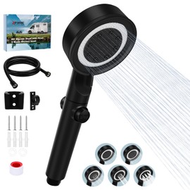 RV Shower Head with Hose, 5+1 Mode High Pressure Replacement with On/Off Switch, Water Saving Motorhome Shower Head for RV/Campervan, Caravan(Black)