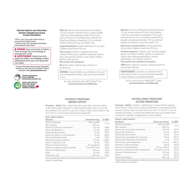 Jamieson Jamieson 100% Complete Multivitamin for Adults, Supports Energy, Immunity