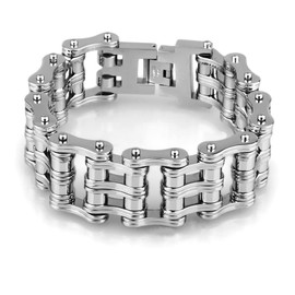 BMART Men's Motorcycle Chain Bracelet - Mechanical Bicycle Chain Design - 316L Stainless Steel Silver (Layers Silver)