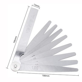 Gasea 17 Blades Stainless Steel Feeler Gauge Measuring Tool, 0.02-1.00mm Measuring Range for Measuring Gap Width and Thickness