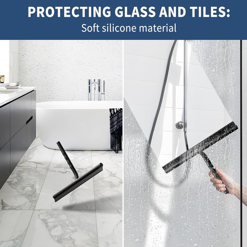 ecooe Silicone Shower Squeegee with Hanger, 13″/33cm Shower Glass Cleaner