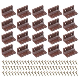 PATIKIL Plastic Corner Braces 38x22x22mm, 20 Pack L-Shape Bracket Right Angle Board Holder Shelf Support with Screws for Fixing Drawer Wood Shelves Cabinet Frame, Brown