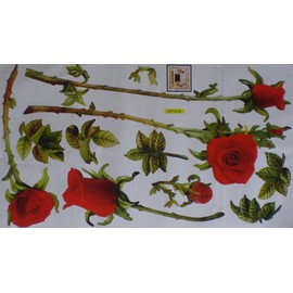 Rose Flower Wall Art Sticker 1 Large Sheet 570 x 320 mm (10 "x Stickers for Flat Surfaces