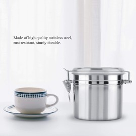 Stainless Steel Coffee Canister, Airtight Ground Coffee Bean Storage Container Keep Bean Fresh Organizer Jars Clear Clamp Lid Large Capacity for Kitchen Organization Pantry Tea Flour Sugar 1100ml
