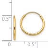 Unbranded 14K Yellow Gold 1.0x15mm Endless Hoop Earrings (Pair)