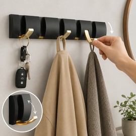 Foldable Wall Hooks for Bathroom & Home Organization – Space-Saving Aluminum Coat Rack for Entryway, Kitchen and Bedroom