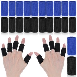 Classicseali 20PCS Finger Sleeves for Arthritis,Elastic Breathable Compression Finger Sleeves, Outdoor Sports Arthritis Fingers Sleeve, for Basketball and Golf, Black, Blue