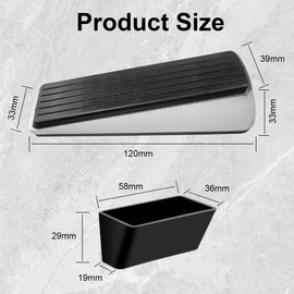 Ruayia Door Stopper Floor Door Wedge Rubber 1 Piece Silver, Door Stopper Wedge Stainless Steel Holders Non-Slip Scratch-Resistant, Non-Toxic No Unpleasant Odor, Also on Carpet, Tiles, Wood All Floors