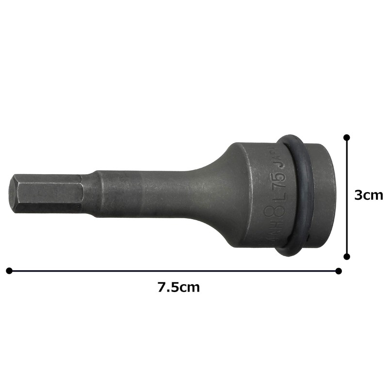 Tone 4AH-08L75 Semi-Long Hexagon Socket for Impact, 1/2 inch (12.7