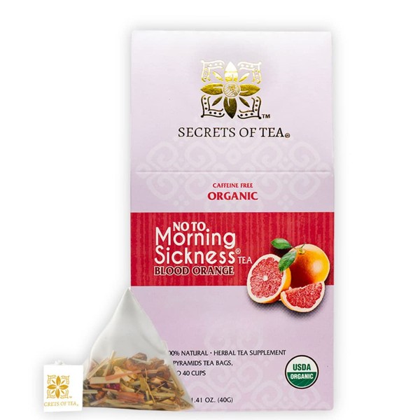Secrets Of Tea Morning Sickness Tea, Organic Ginger Orange Pregnancy Tea - Morning Sickness Relief - Pregnancy Must Haves - Digestive Support for Pregnant Women -40 Cups