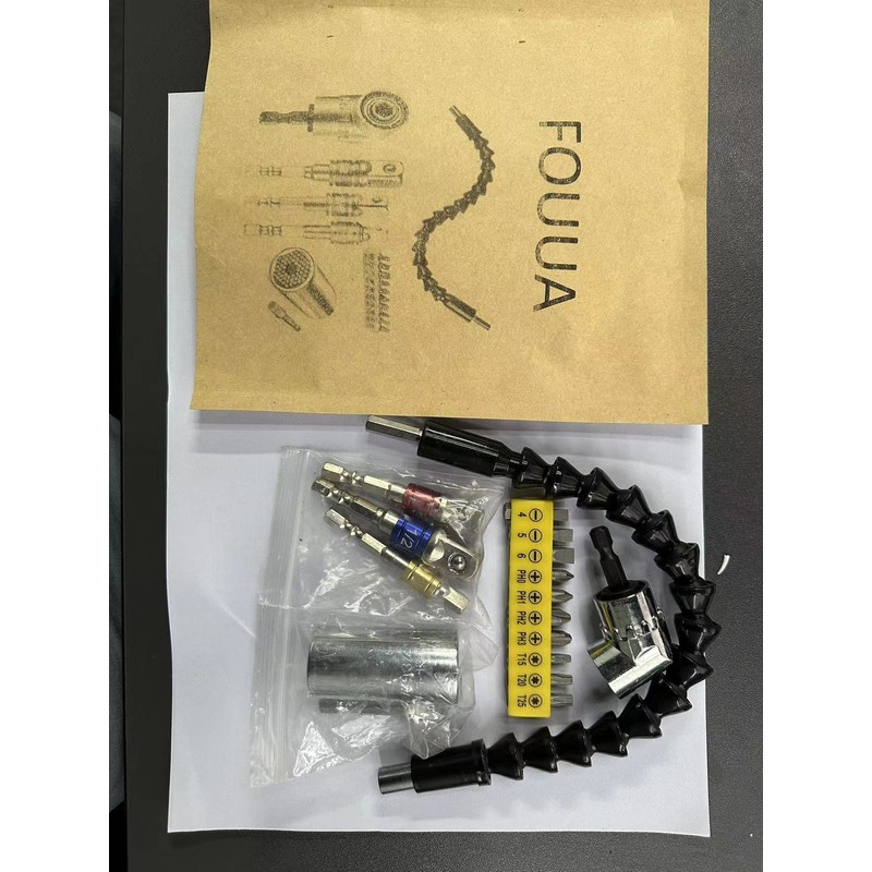 Flexible Drill Bit Extension and Universal Socket Wrench Tool Set,