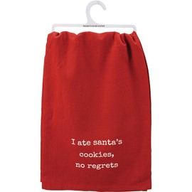Funny Red Christmas Kitchen Towel 2 Piece Bundle, I Ate Santa's Cookies No Regrets And Let's Go With Nice-ish