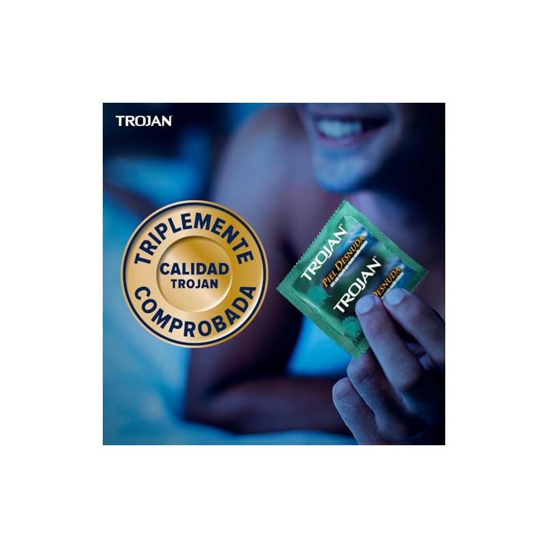 Trojan Condón Piel Desnuda, 3 piezas