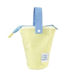 CALLYSONIC Stehendes Federmäppchen mit Reißverschluss, 2-in-1 Schlampermäppchen und Stifteköcher, Mäppchen mit Abnehmbarer Knopfriemen für Mädchen, Faltbares Federpenal Gelb (A)