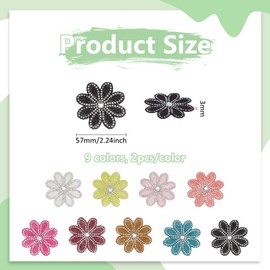FINGERINSPIRE 18 Pcs Flower Beaded Rhinestone Patches 9 Color 8 Petals Flower Beaded Applique 2.2inch Floral Rhinestone Patch Hotfix Rhinestone Beaded Applique Clothing Repair Patch for Dress Hat DIY