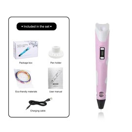 [N] Niqueaura 3D Printing Pen with Display and Starter Filament Stencil Book and Charger Included for Kids Dream Drawing:_Pink