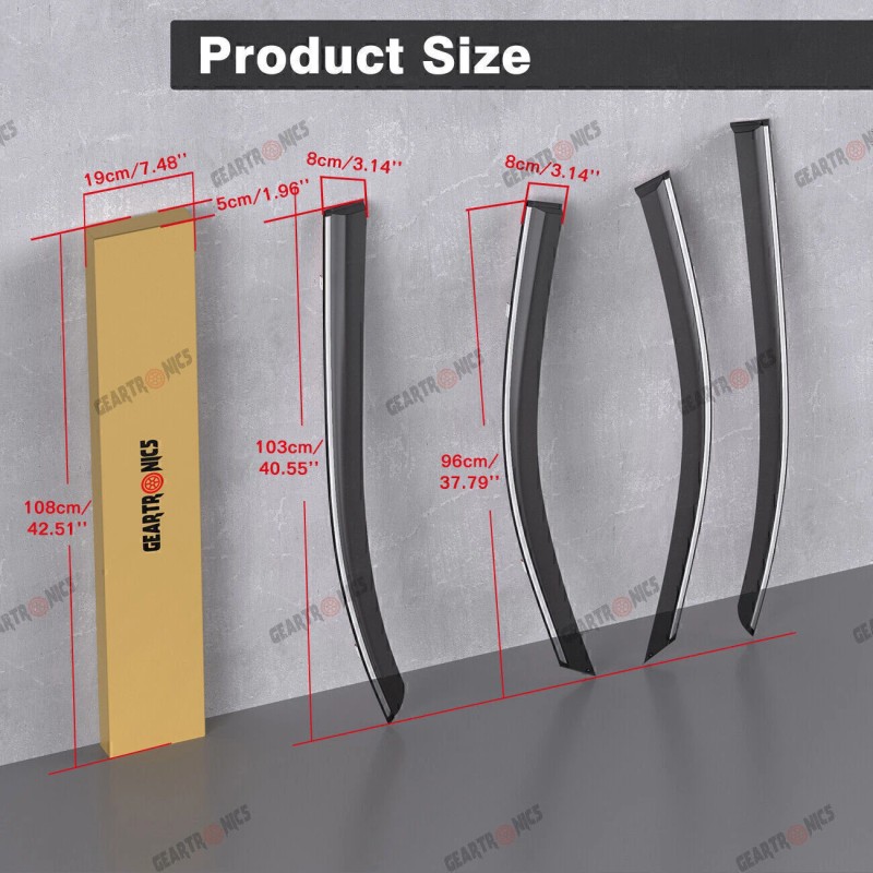 GEARZAAR For 2013-2017 Honda Accord Chrome Trim Window Visors Vent