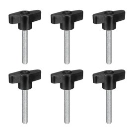 sourcing map 6Pcs Clamping Screw Knob, M6 x 40mm Metric Carbon Steel t Shaped Thumb Screws Handle for Quick Remove Hand Tightening Knob Replacement