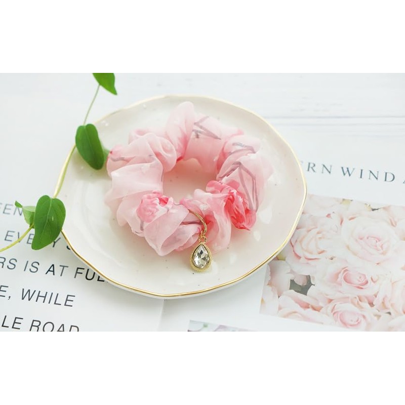 Elegant Floral Chiffon Hair Tie for Women – Soft and