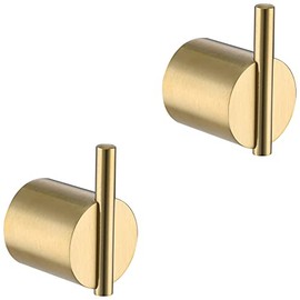 RANDOM Towel Hooks Brushed Gold Bathroom Hardware Accessories Hook 304 Stainless Steel Wall Hook Brushed Gold Robe Hook for Bath Kitchen Contemporary Style Wall Mounted 2 Pack 96068-8BG2.