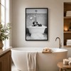 Framed Chimpanzee Bathroom Wall Art, Fun Black And White Monkey